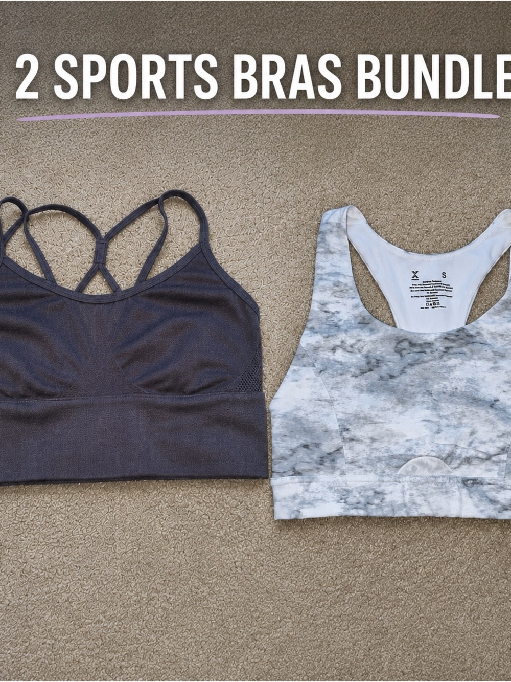 2 Sports Bras Bundle Size Small – Xersion & Seamless Strappy Bralette